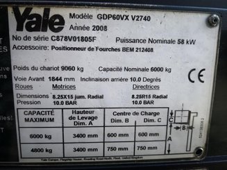 Four wheel front forklift Yale GDP60VX