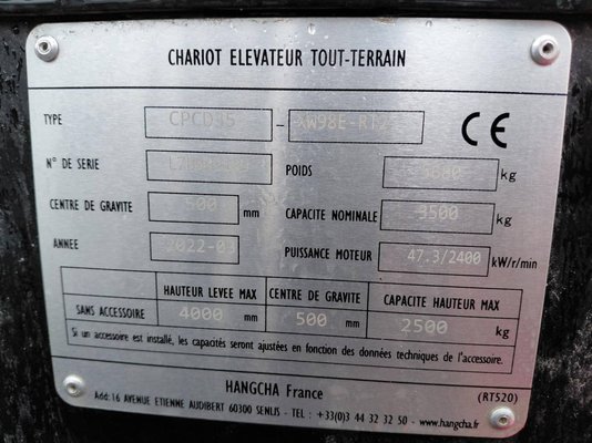 All-terrain forklift Hangcha TT35-2 (CPCD35-X2W98E-RT2) - 1